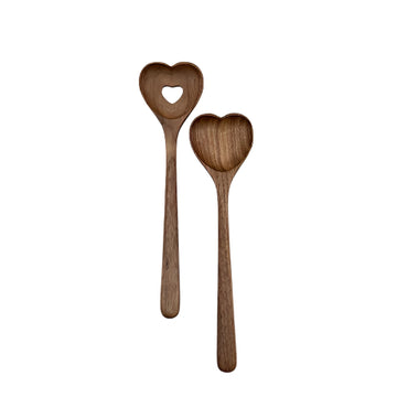 Set de Cucharas en Forma de Corazón Hechas de Madera de Nogal