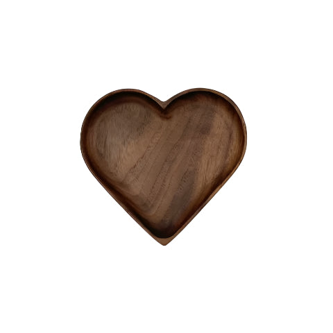 Plato Pequeño de 4" en Forma de Corazón Hecho de Madera de Nogal
