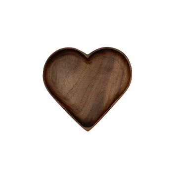 Plato Pequeño de 4" en Forma de Corazón Hecho de Madera de Nogal